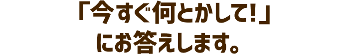 「今すぐ何とかして!」にお答えします。